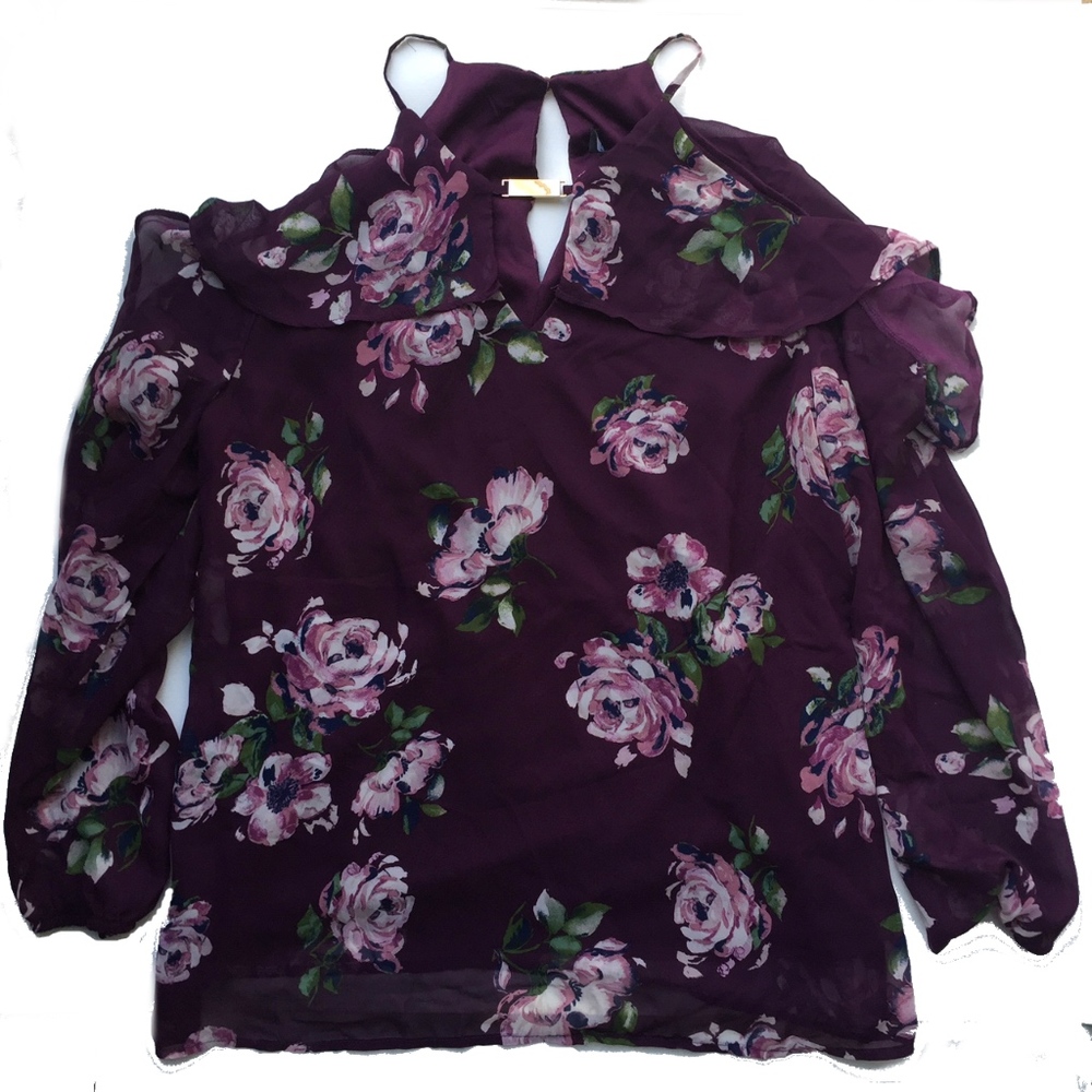 French Connection Cold Shoulder Ruffle Blouse XS - Picture 1 of 7